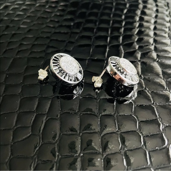 Black & White CZ Sterling Tennis Bracelet & Stud Earrings Geometrical S… - Picture 8 of 12